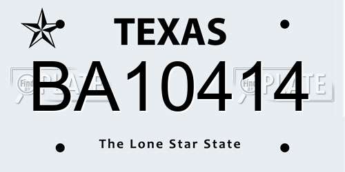 BA10414 Texas License Plate