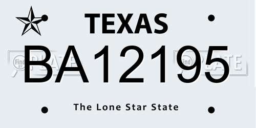 BA12195 Texas License Plate