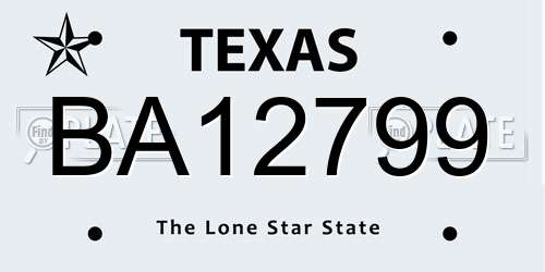 BA12799 Texas License Plate