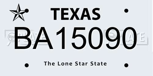 BA15090 Texas License Plate