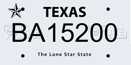 BA15200 Texas License Plate
