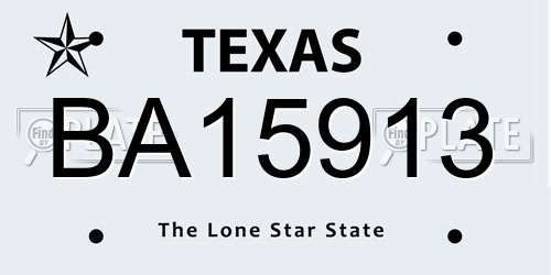 BA15913 Texas License Plate