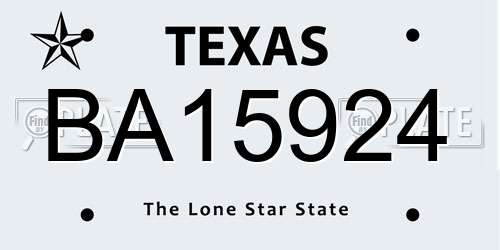 BA15924 Texas License Plate