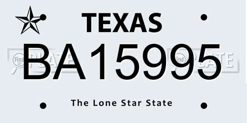 BA15995 Texas License Plate