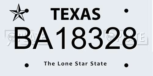 BA18328 Texas License Plate