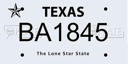 BA1845 Texas License Plate