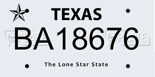 BA18676 Texas License Plate