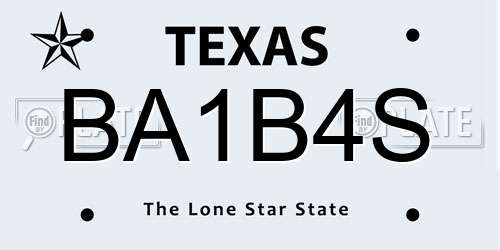 BA1B4S Texas License Plate
