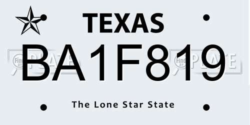 BA1F819 Texas License Plate
