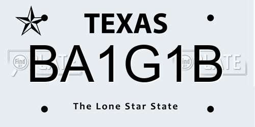 BA1G1B Texas License Plate