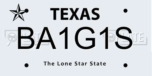 BA1G1S Texas License Plate