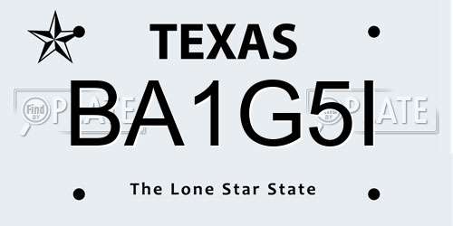 BA1G5I Texas License Plate