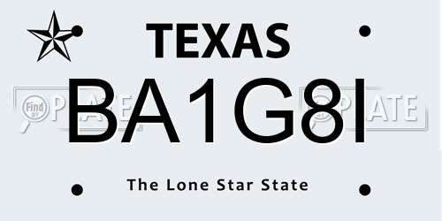 BA1G8I Texas License Plate