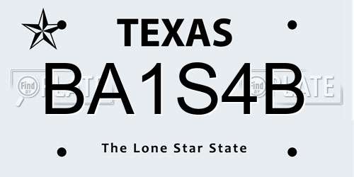 BA1S4B Texas License Plate