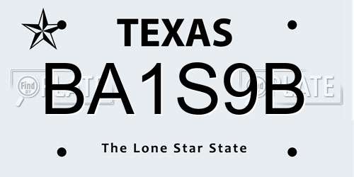 BA1S9B Texas License Plate