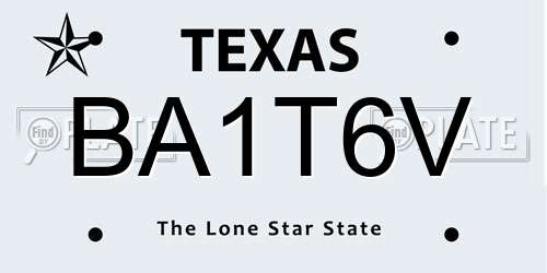 BA1T6V Texas License Plate