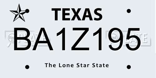 BA1Z195 Texas License Plate