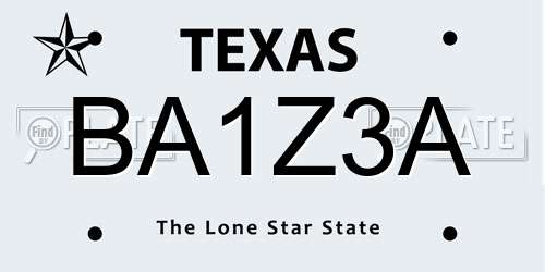 BA1Z3A Texas License Plate