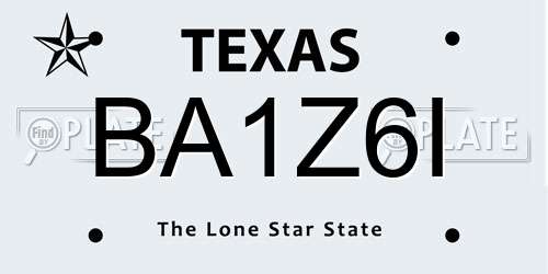 BA1Z6I Texas License Plate