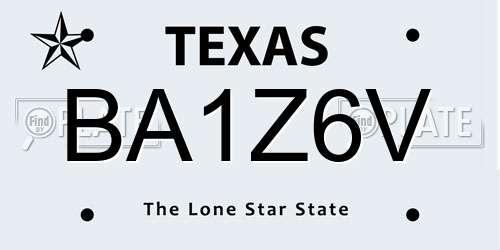 BA1Z6V Texas License Plate