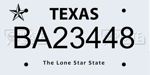 BA23448 Texas License Plate