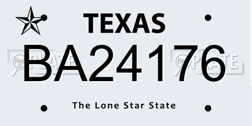 BA24176 Texas License Plate