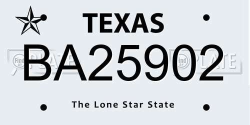 BA25902 Texas License Plate