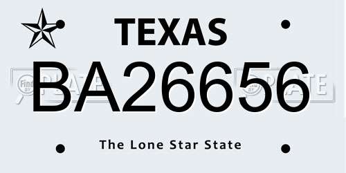 BA26656 Texas License Plate