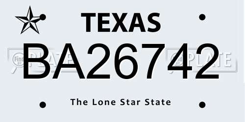 BA26742 Texas License Plate
