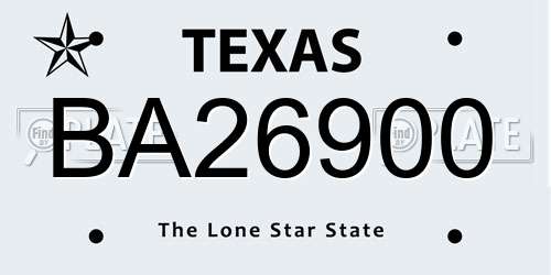 BA26900 Texas License Plate