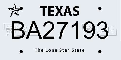 BA27193 Texas License Plate
