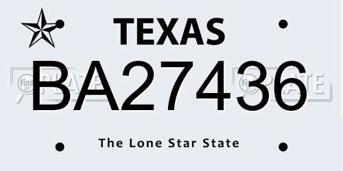 BA27436 Texas License Plate