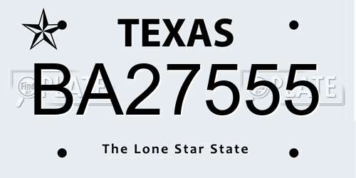 BA27555 Texas License Plate