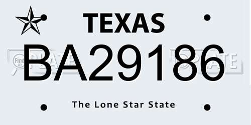 BA29186 Texas License Plate