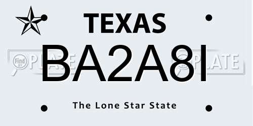 BA2A8I Texas License Plate