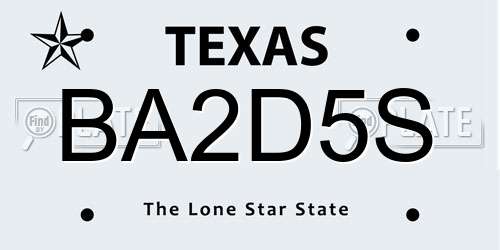 BA2D5S Texas License Plate