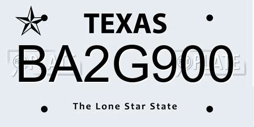 BA2G900 Texas License Plate