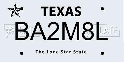 BA2M8L Texas License Plate