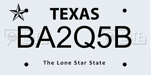 BA2Q5B Texas License Plate