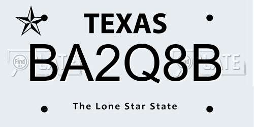 BA2Q8B Texas License Plate
