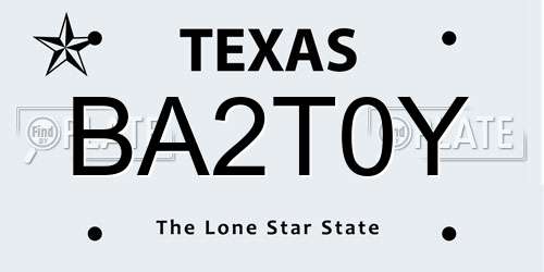 BA2T0Y Texas License Plate