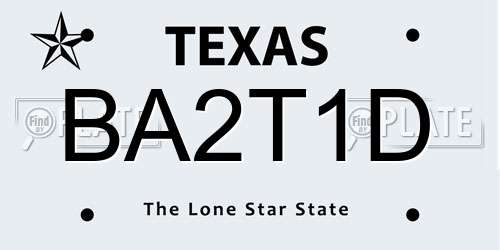 BA2T1D Texas License Plate