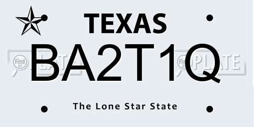 BA2T1Q Texas License Plate