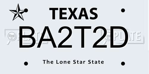 BA2T2D Texas License Plate
