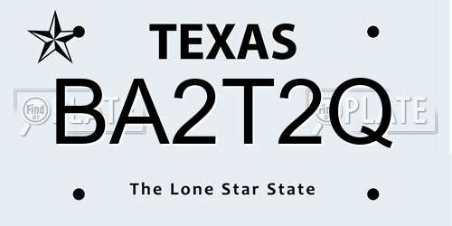 BA2T2Q Texas License Plate