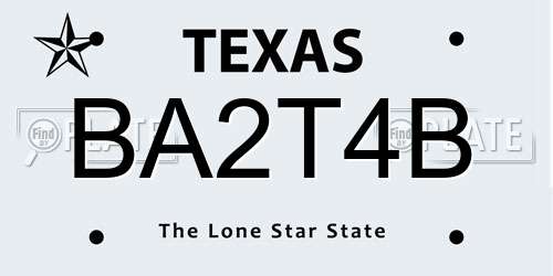 BA2T4B Texas License Plate