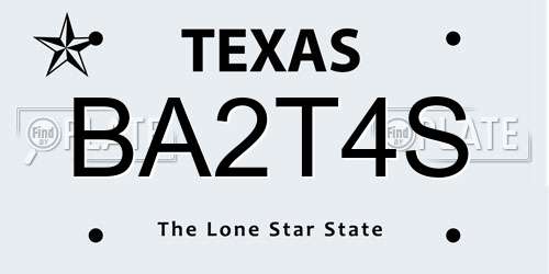 BA2T4S Texas License Plate