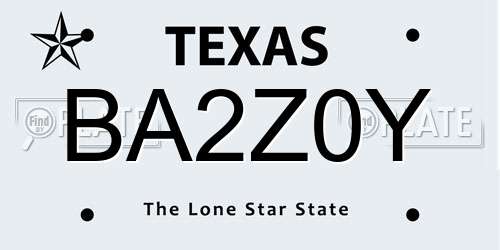 BA2Z0Y Texas License Plate