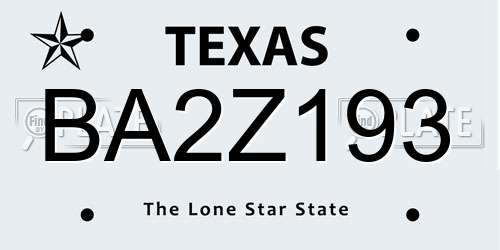 BA2Z193 Texas License Plate