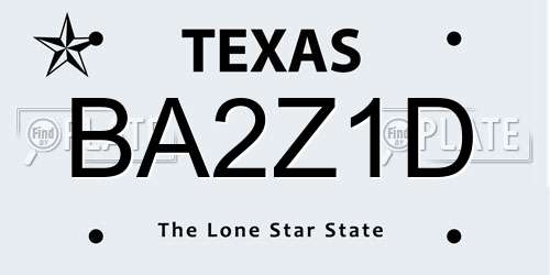 BA2Z1D Texas License Plate
